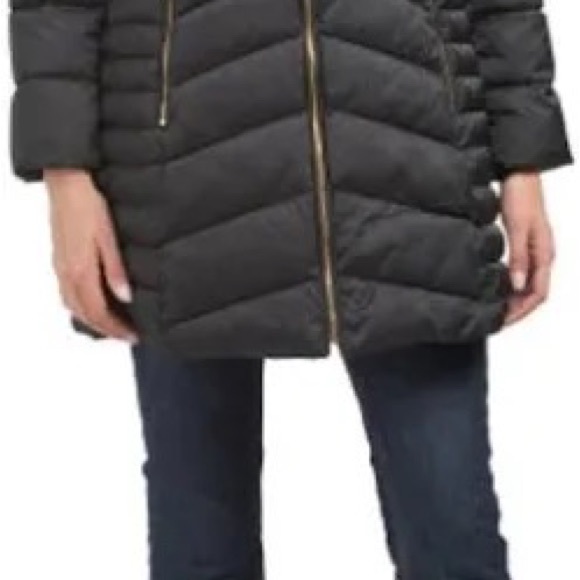 LAUNDRY BY SHELLI SEGAL Black Midlength Coat with Zippered Interior Bib - Picture 4 of 8